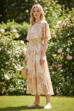 NANCY JOHNSON Vintage Dress Size 10 Cream Floral Flowers Midi